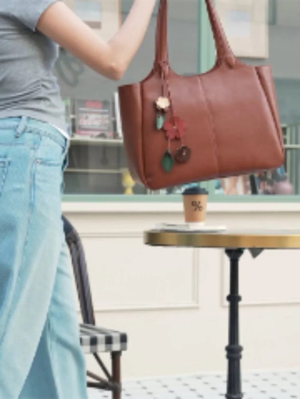 Vegan Leather Tote Bag with 40oz Cup Holder, Laptop Sleeve